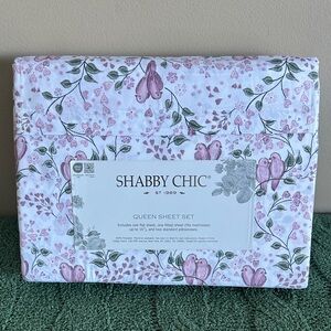 Shabby Chic Queen Sheet Set Valentine’s Hearts Pink Doves NEW!